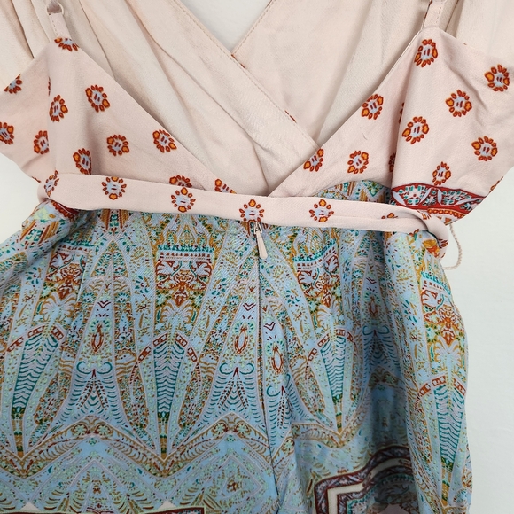 Free People Boho Wide Leg Jumpsuit 4 Retro Cottage Farmhouse Vacation Summer - Picture 5 of 8